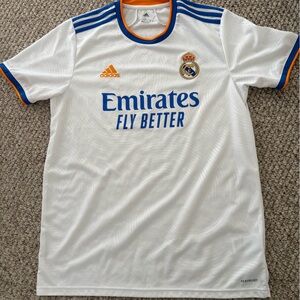 adidas Real Madrid White Jersey with Blue and Orange Accents